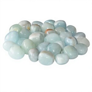 Bulk aquamarine tumbled stones wholesale in natural sizes ready for shipment.