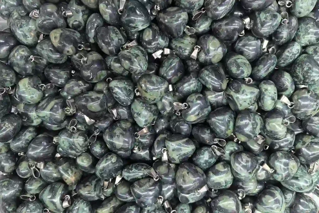 Kambaba Jasper Heart Pendant showcasing natural green and black patterns, reflecting Kambaba Jasper meaning and symbolism