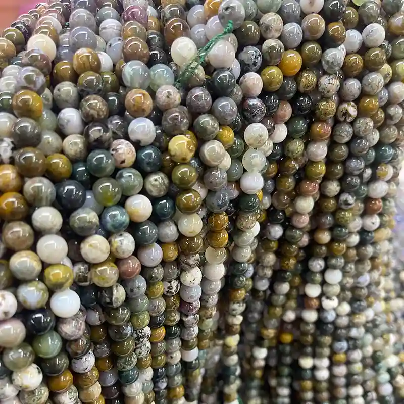 Ocean Jasper Meaning in polished Ocean Jasper strand beads for jewelry making