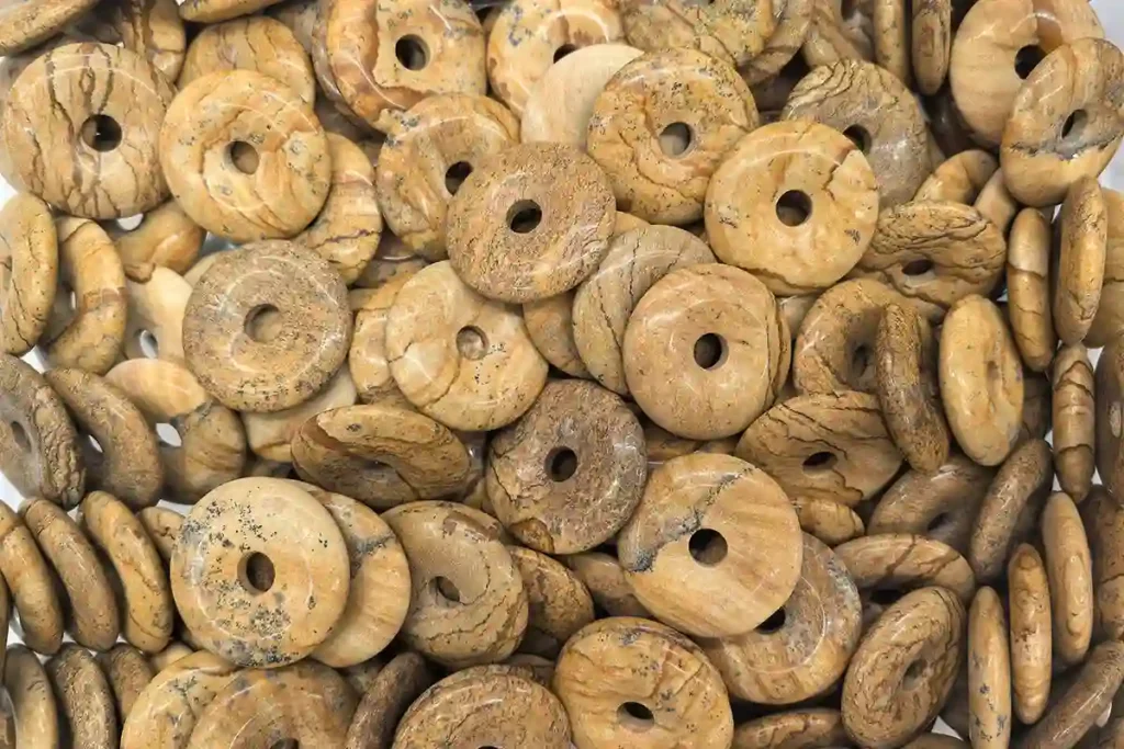 Picture Jasper Donut – Picture Jasper donut beads, a popular choice for grounding jewelry, showcasing the natural beauty and meaning of Picture Jasper.