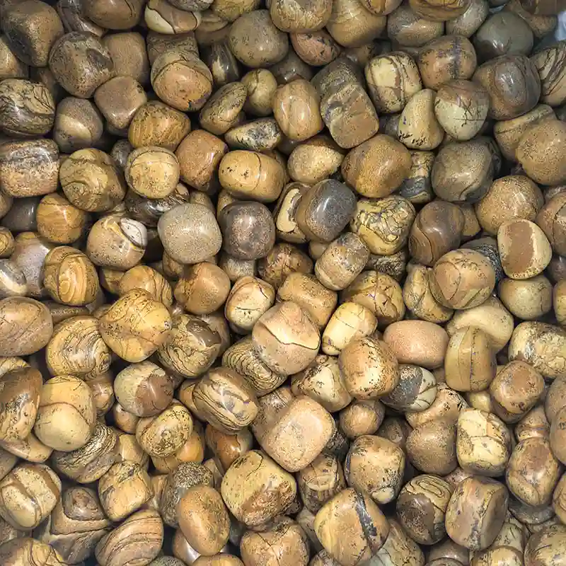 Picture Jasper Tumbled Stone – Picture Jasper tumbled stones with smooth, polished edges, embodying the grounding properties of Picture Jasper.