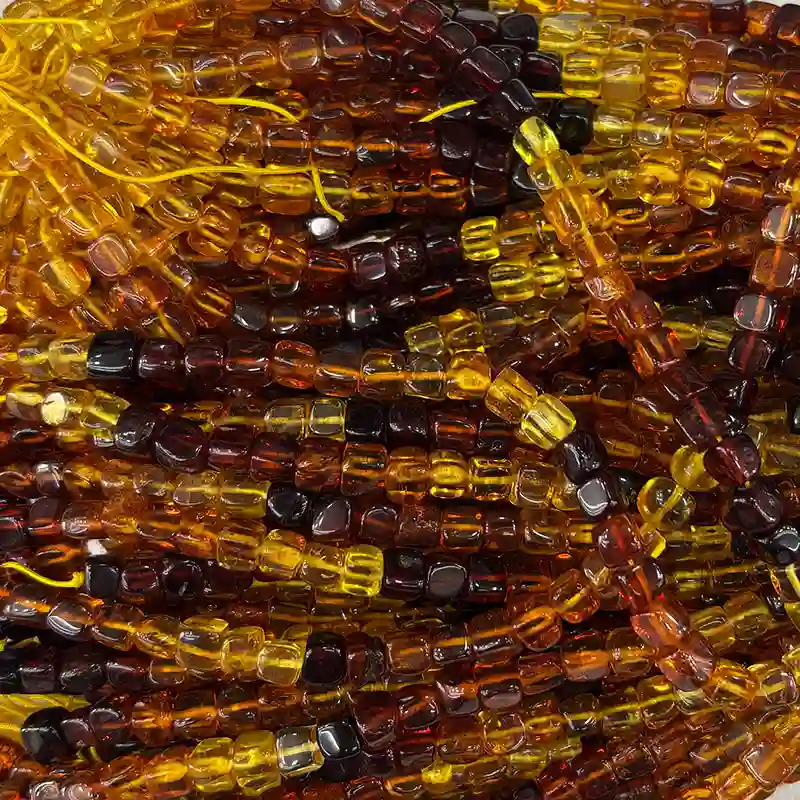 Square shaped amber beads for handmade jewelry bracelets and wholesale bead supply