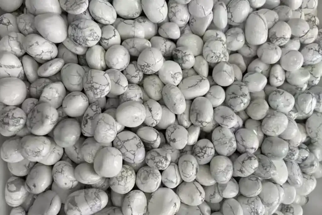 White Turquoise Howlite tumbled stone for crystal shops and bulk jewelry supplies