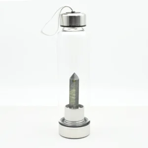 Finished product sample of a premium Labradorite Crystal Water Bottle Wholesale from Yiwu factory.