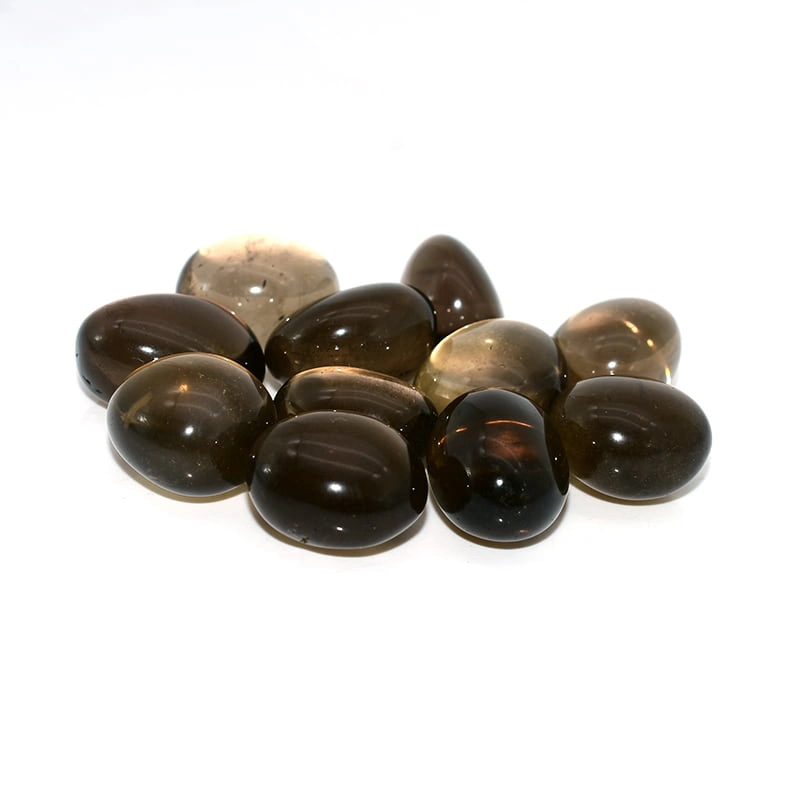 Smoky Quartz Tumbled Stone Wholesale left angle view highlighting stone shape and color tone
