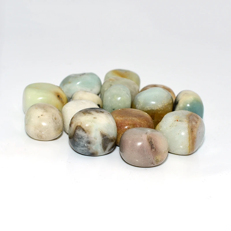 Amazonite Tumbled Stone Wholesale Close-Up View of Natural Blue Green Stones
