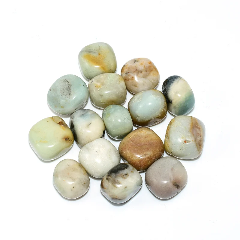 Amazonite Tumbled Stone Wholesale Top View of Mixed Natural Amazonite Stones