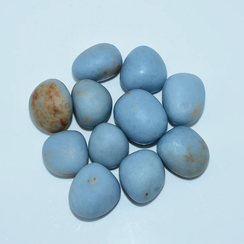 Angelite Tumbled Stone Wholesale close-up review of polished natural angelite stones