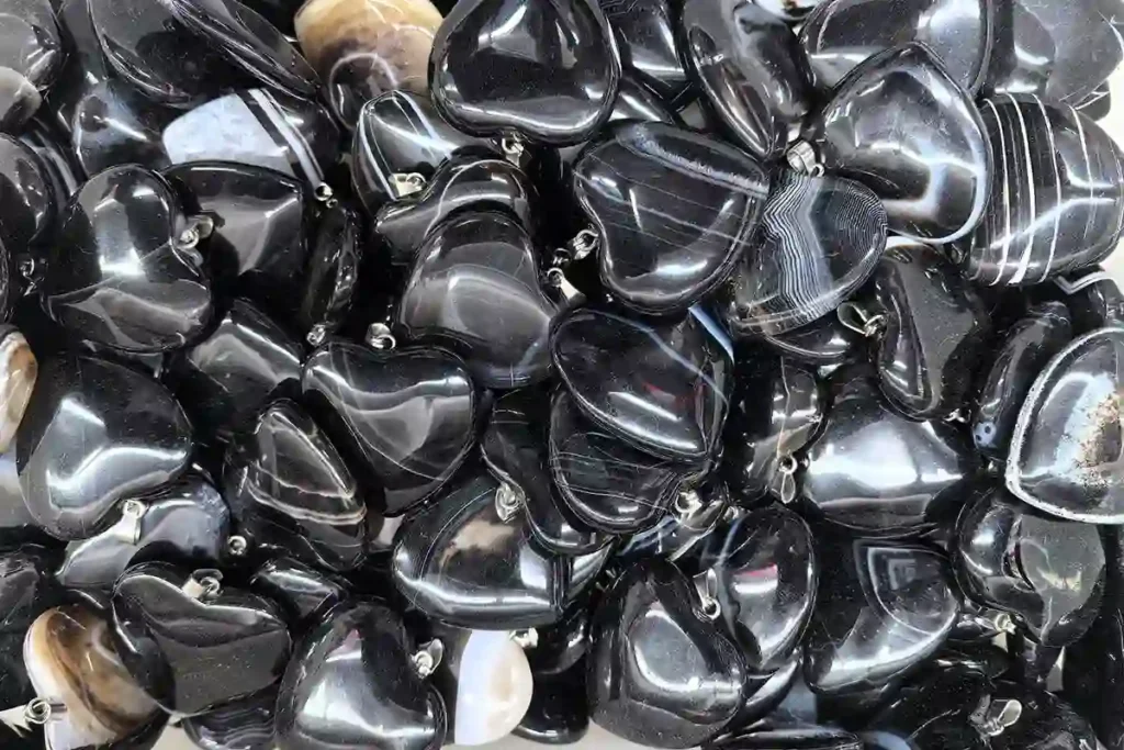 Black Onyx Heart Chakra Crystal Pendant for Jewelry and Crystal Collections