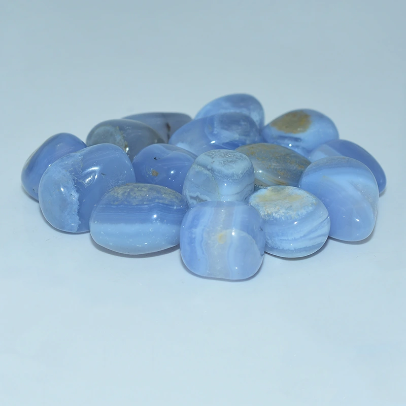 Blue Lace Agate Tumbled Stone Wholesale Close-Up Crystal Details