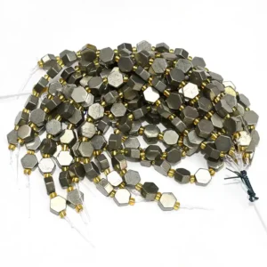 Pyrite Hexagon Beads Wholesale with metallic finish for bulk jewelry orders