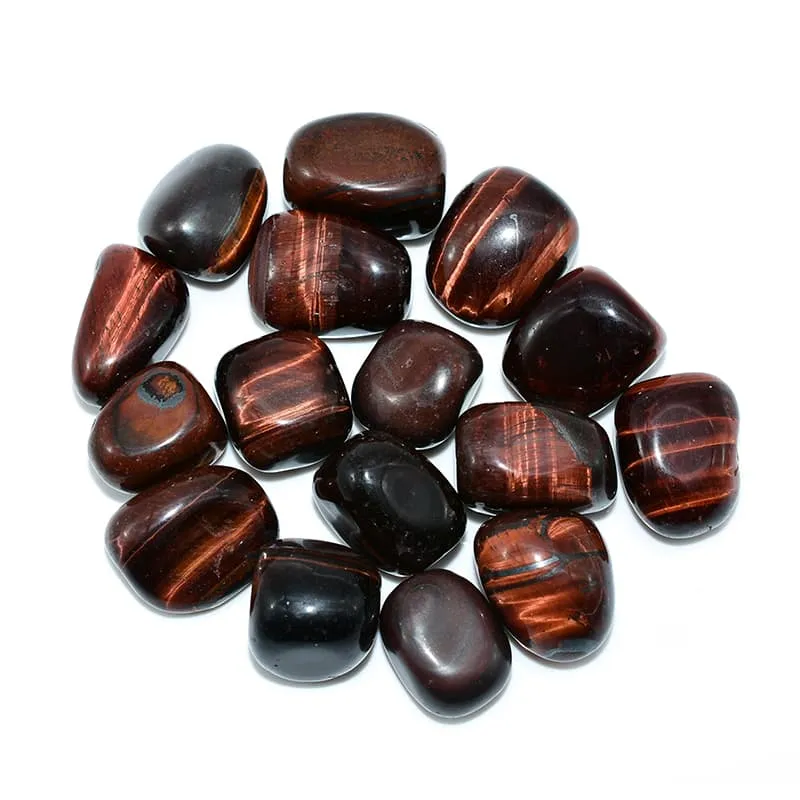 Red Tigers Eye Tumbled Stone Wholesale Top View Crystal Display