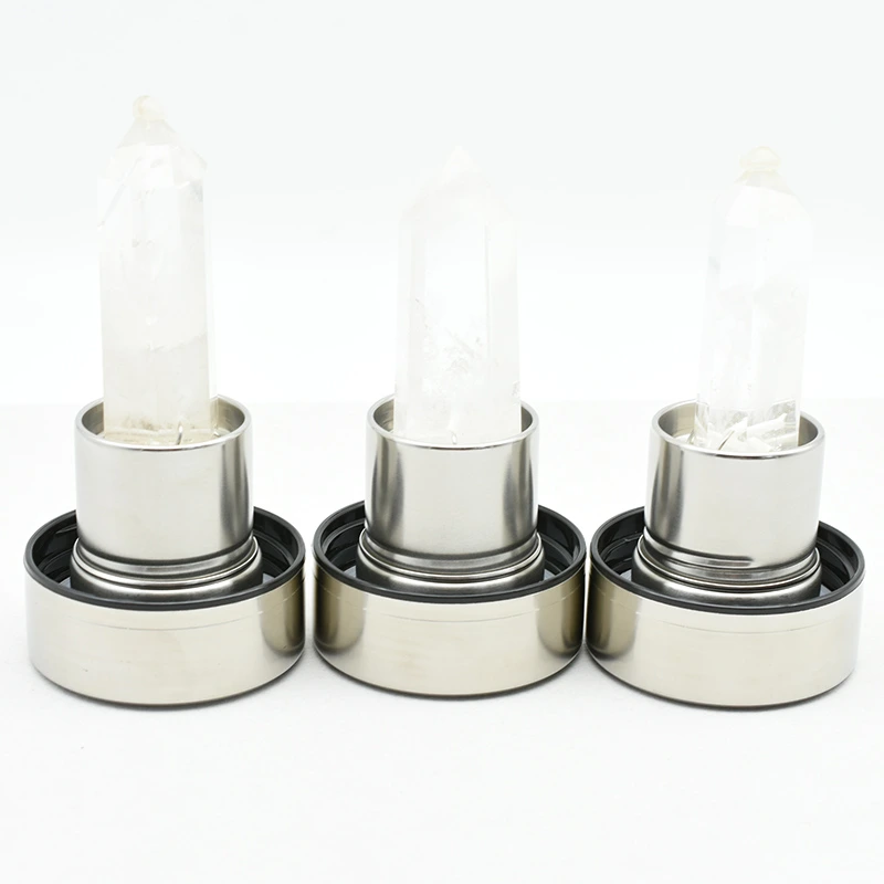 Rock Crystal Water Bottle Wholesale base stand with natural clear quartz towers for bulk retail supply