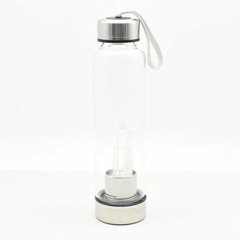 Rock Crystal Water Bottle Wholesale single clear quartz bottle for wellness brands and gift shops