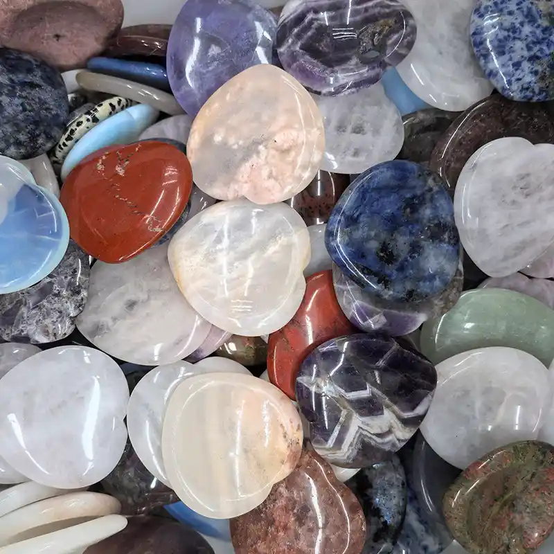 Thumb Stone Set Containing Positive Energy Crystals for Stress Relief, Meditation, and Daily Wellness