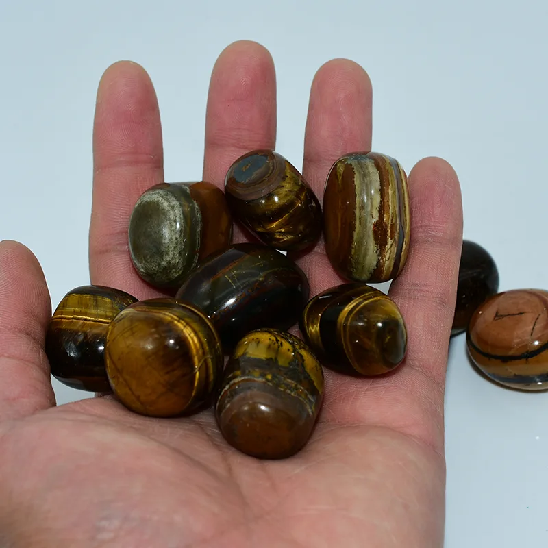 Natural Tigers Eye Tumbled Stone Wholesale on Hand Display