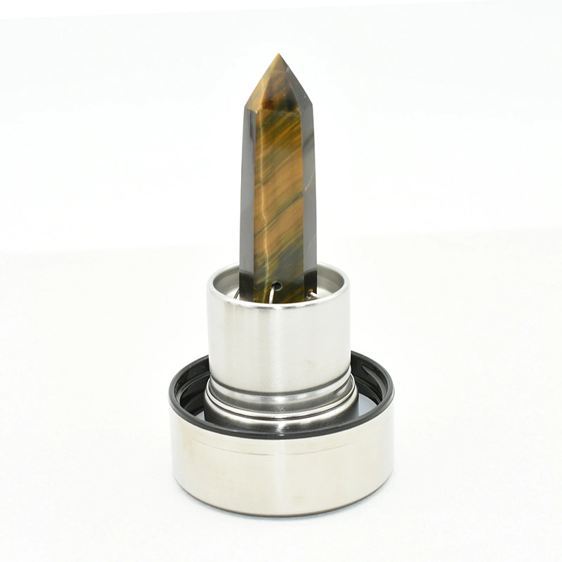 Yellow Tiger Eye Water Bottle Wholesale crystal tower with stainless steel base
