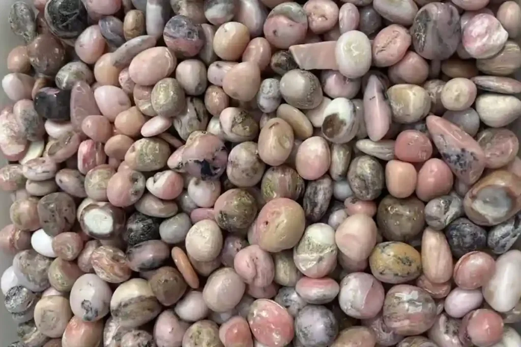 Opal Spiritual Meaning – 20-30mm pink opal tumbled stones in mixed natural colors
