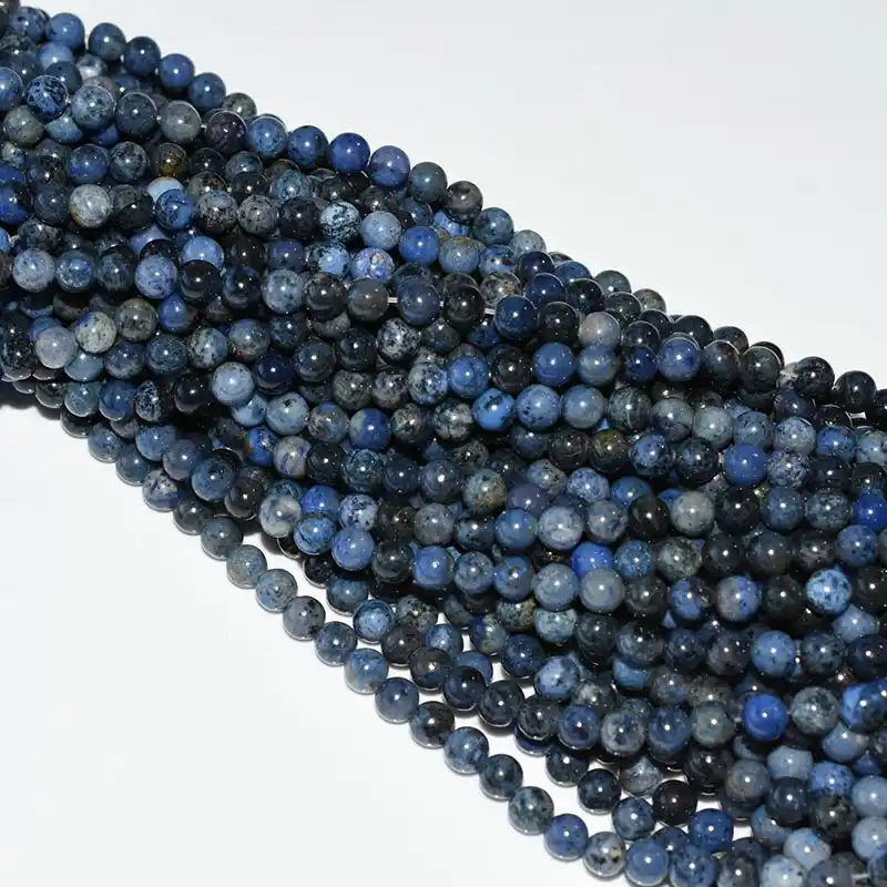 4mm Dumortierite Beads Wholesale in natural denim blue round strands