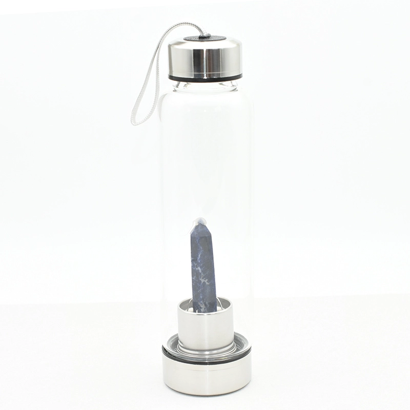 Blue Sodalite Crystal Water Bottle Wholesale with removable sodalite tower insert