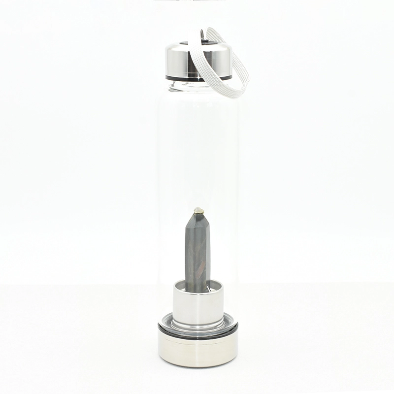 Blue Tiger Eye Water Bottle Wholesale with removable blue tiger eye crystal insert