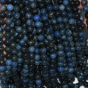 Natural Dumortierite Beads Wholesale showing blue mineral patterns
