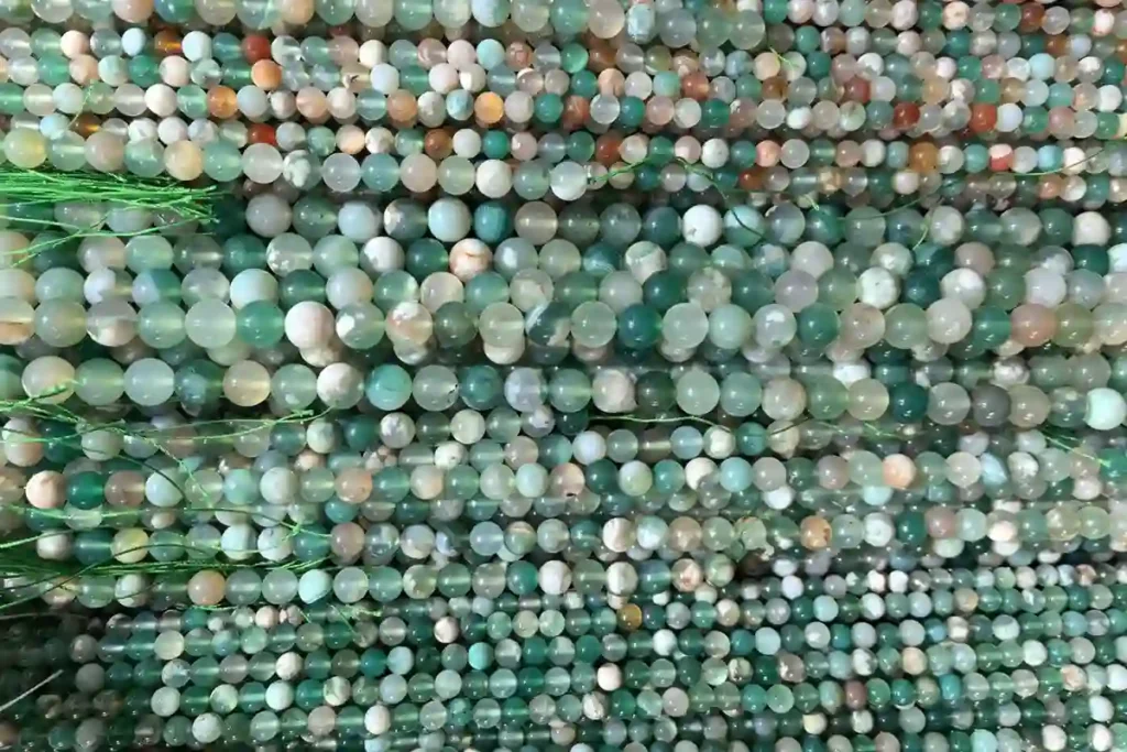 Flower Agate Meaning – green Flower Agate crystal bead strands for jewelry making