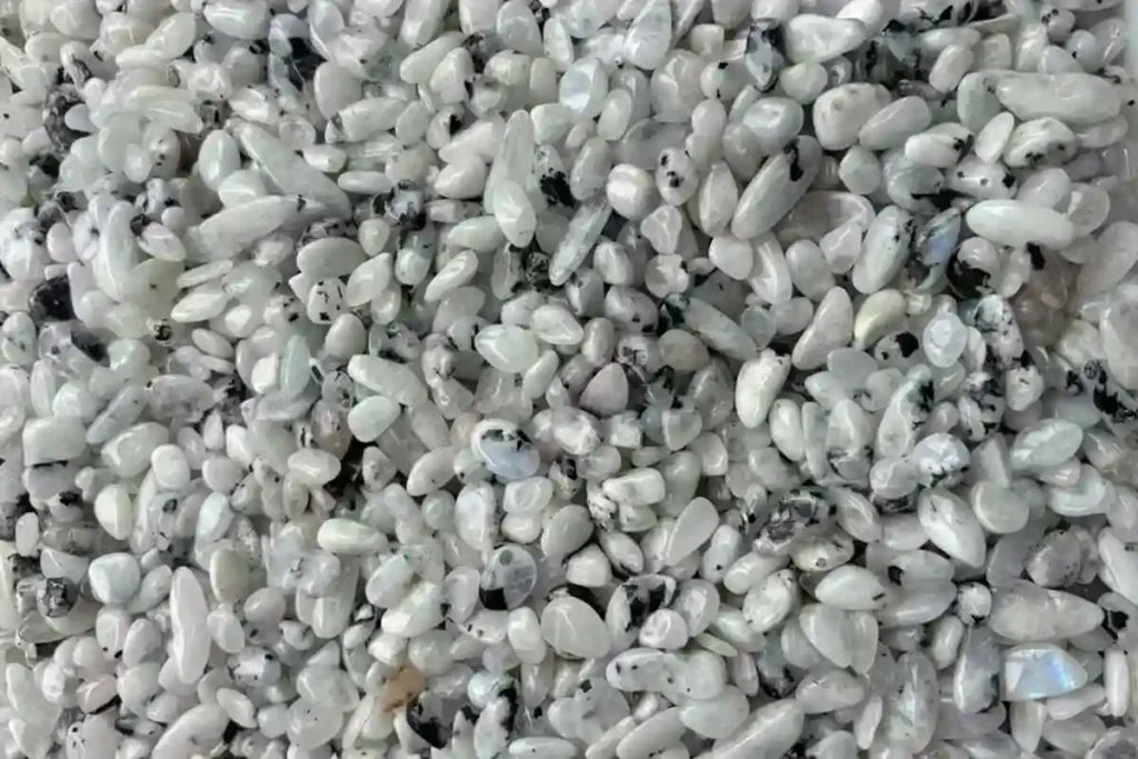 Indian moonstone chip stones in mixed gray and white shades, representing Moonstone Benefits for jewelry making