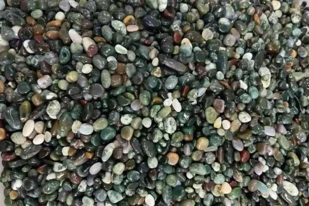 Moss Agate Meaning chip stones with natural green and earthy patterns