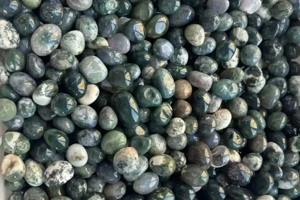 Moss Agate Meaning tumbled stone wholesale lot with mixed green tones