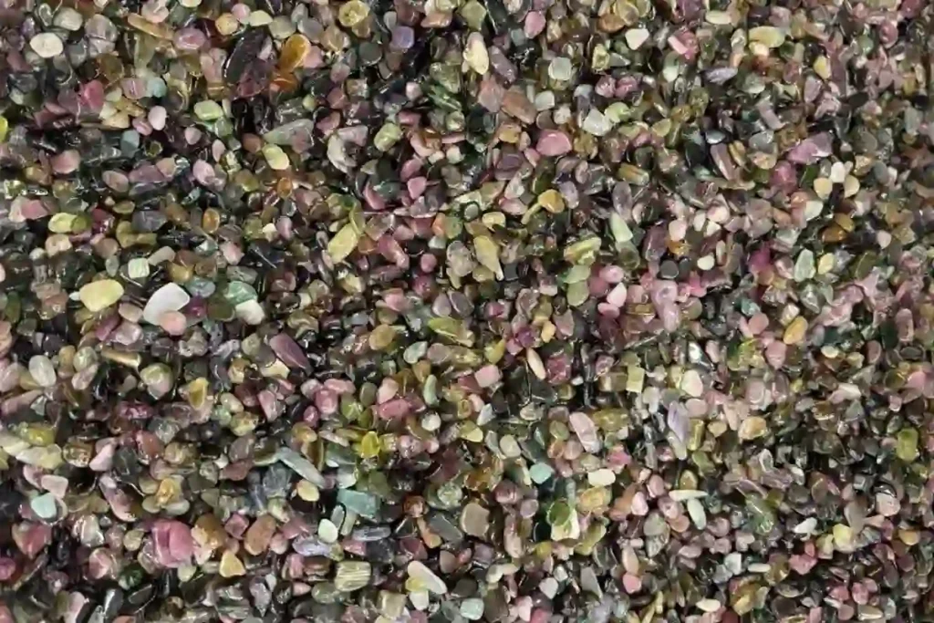 Multicolor tourmaline chip stones shown with different natural tourmaline colors