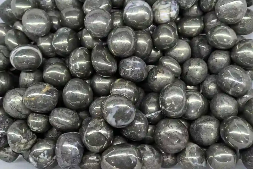Polished pyrite tumbled stones in 20–30mm sizes for Pyrite Crystal Meaning