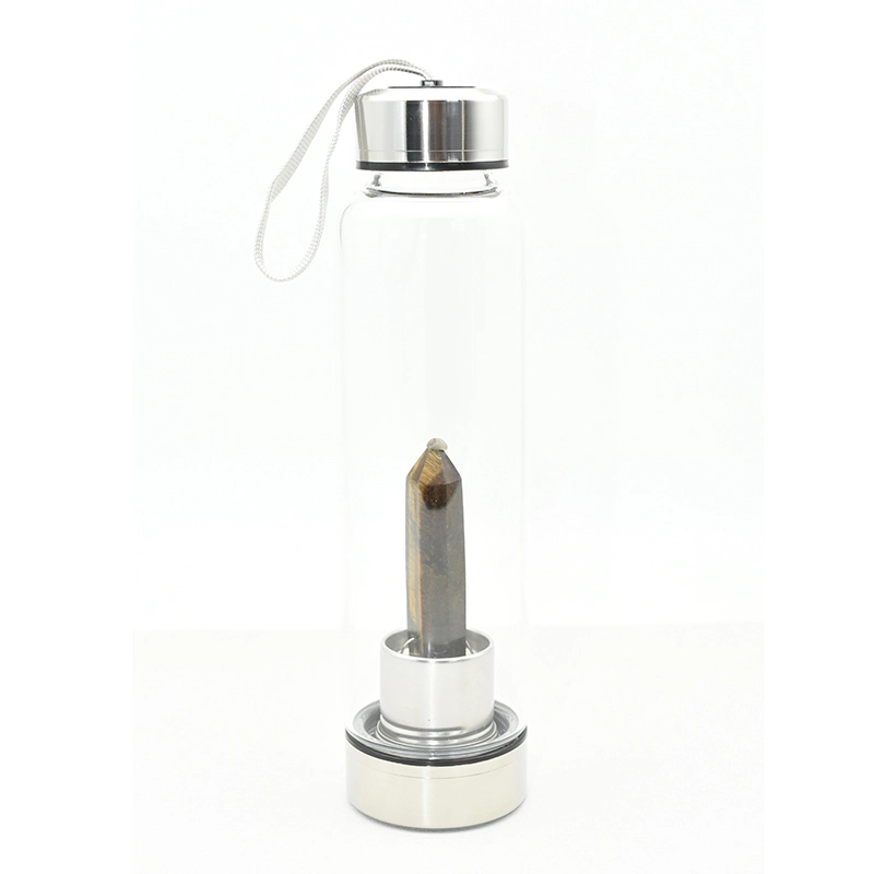 Yellow Tiger Eye Water Bottle Wholesale with removable tiger eye crystal stand