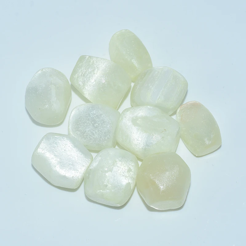 Top view of polished Tumbled Selenite Wholesale stones