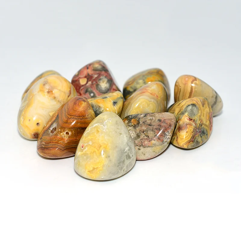 20-30mm Crazy Lace Agate Tumbled Stone Wholesale with yellow and white natural patterns