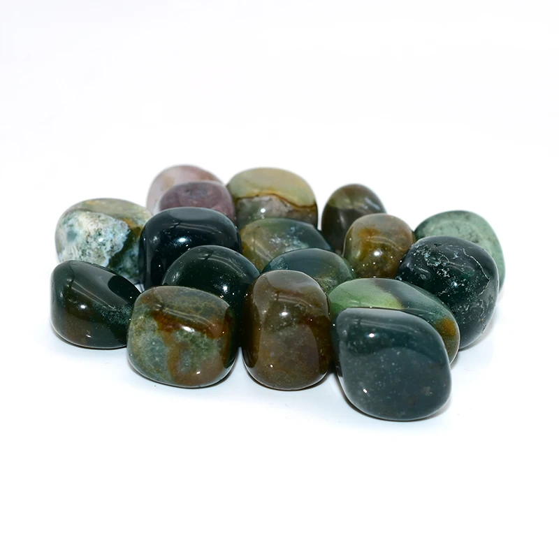 20–30mm Indian Agate Tumbled Stone Wholesale with polished green, red, brown, and gray natural colors
