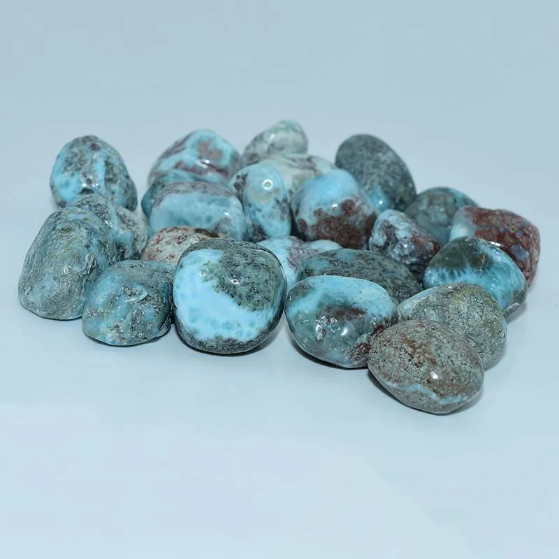 20–30mm Larimar Tumbled Stone Wholesale in natural blue patterns