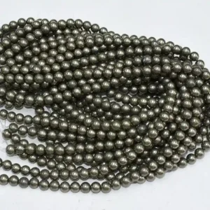 8mm Pyrite Beads Wholesale – Round Golden Pyrite Crystal Bead Strands