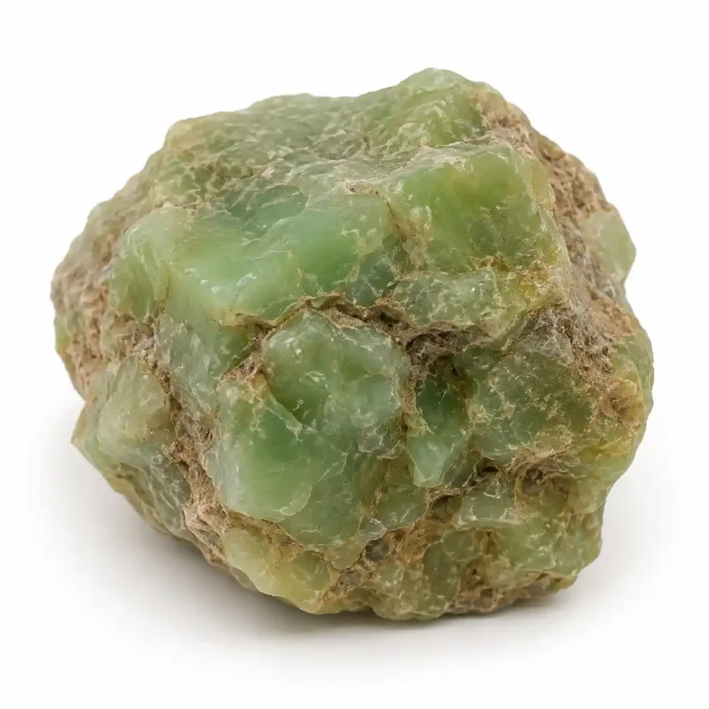 Green Opal Meaning – natural raw green opal rough stone with earthy green tones and matrix