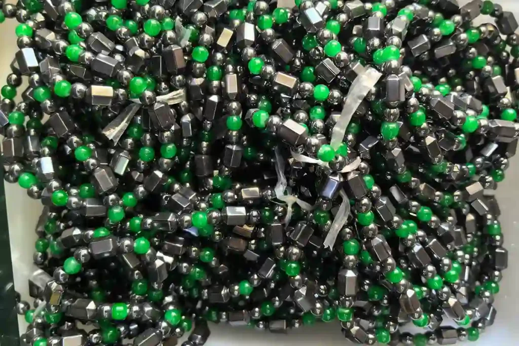 Hematite Bracelet Benefits in a Green Stone Mixed Bead Design