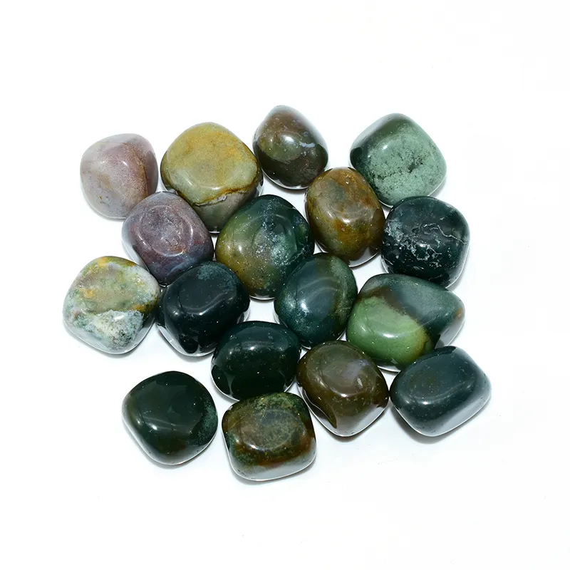 Top view of Indian Agate Tumbled Stone Wholesale featuring assorted earthy colors and polished finishes
