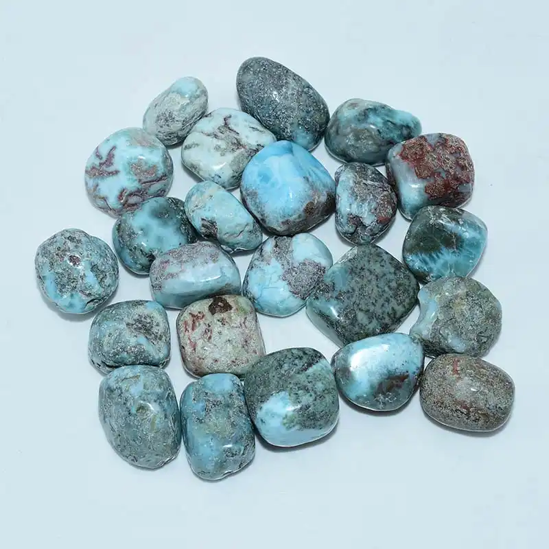 Larimar Tumbled Stone Wholesale top view with black markings