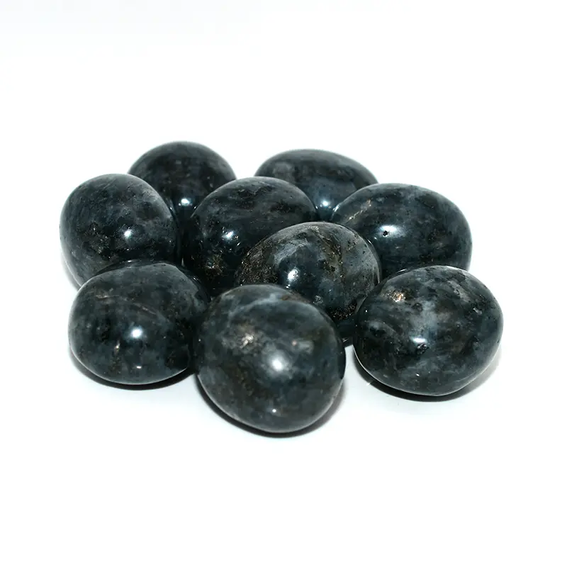 Polished black Larvikite Tumbled Stone Wholesale back details