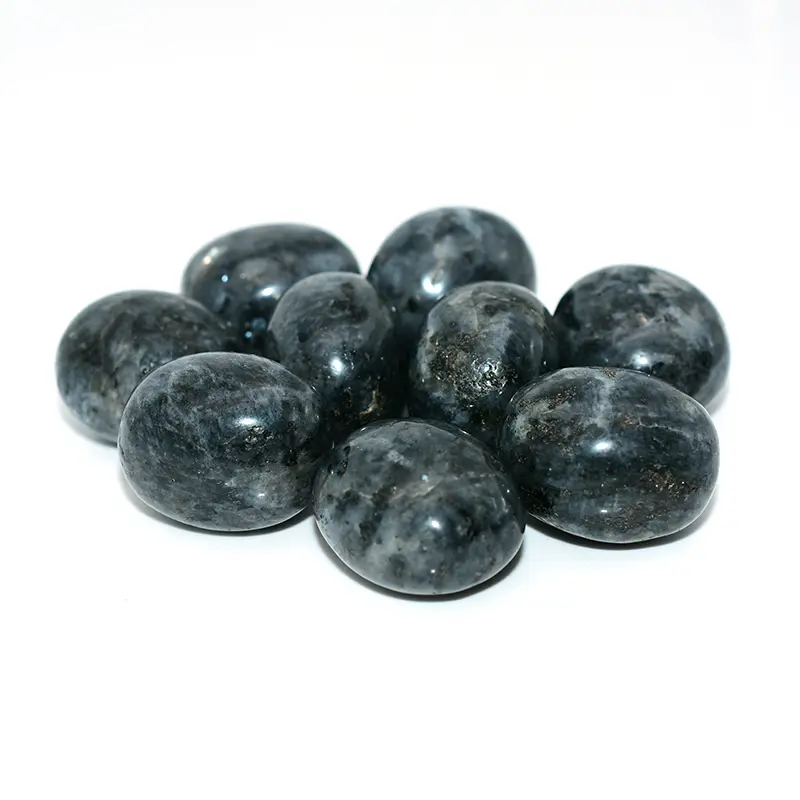 Silver flash details on Larvikite Tumbled Stone Wholesale products