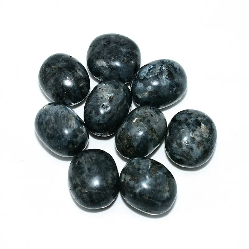 Top view of polished Larvikite Tumbled Stone Wholesale pieces