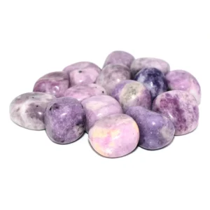 Polished Lepidolite Tumbled Stone Wholesale bulk batch with purple mica patterns