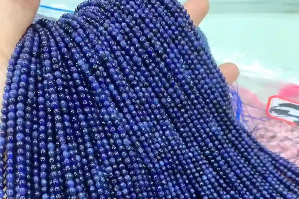 Sodalite vs Lapis Lazuli comparison featuring 3mm faceted sodalite crystal bead strands