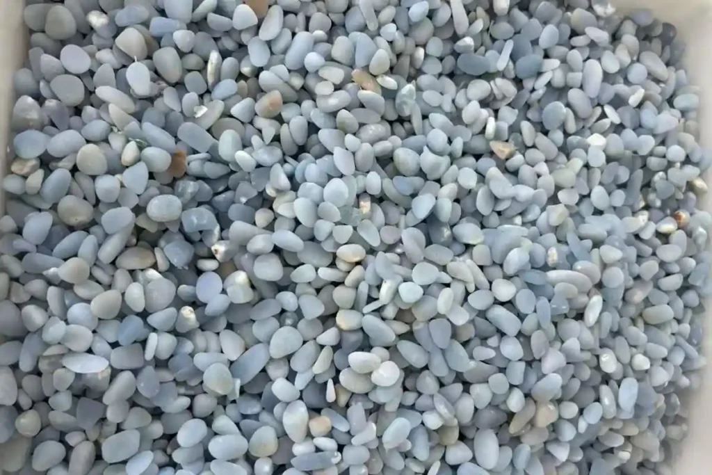 Angelite Stone Meaning shown with 5–7mm natural blue Angelite chip stones for jewelry making and crystal collections.