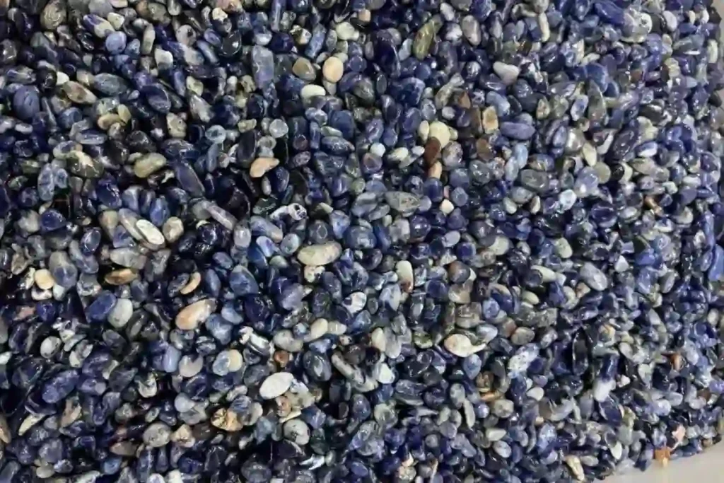 Sodalite Meaning shown through natural blue sodalite chip stones