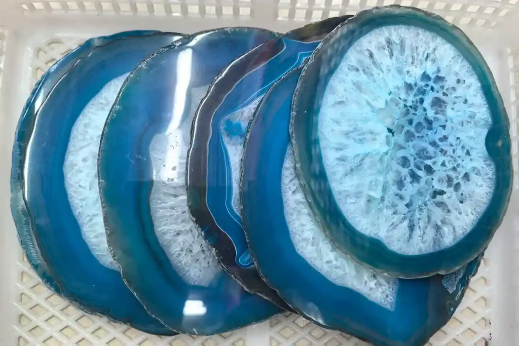 Blue Agate Meaning – polished blue agate slice with visible bands